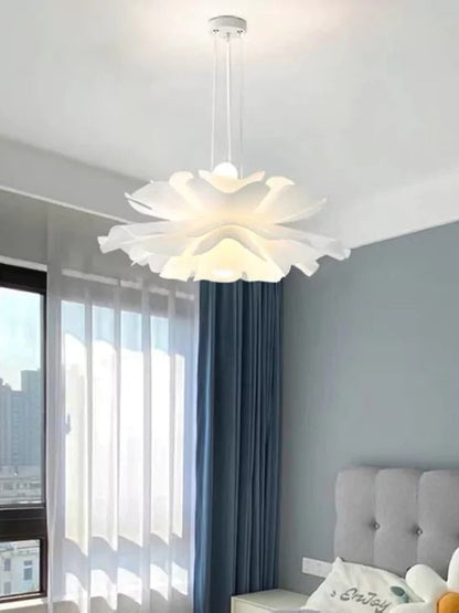 Handgemaakte Acryl Hanglamp Lotus Bloem Wit Scandinavisch Design