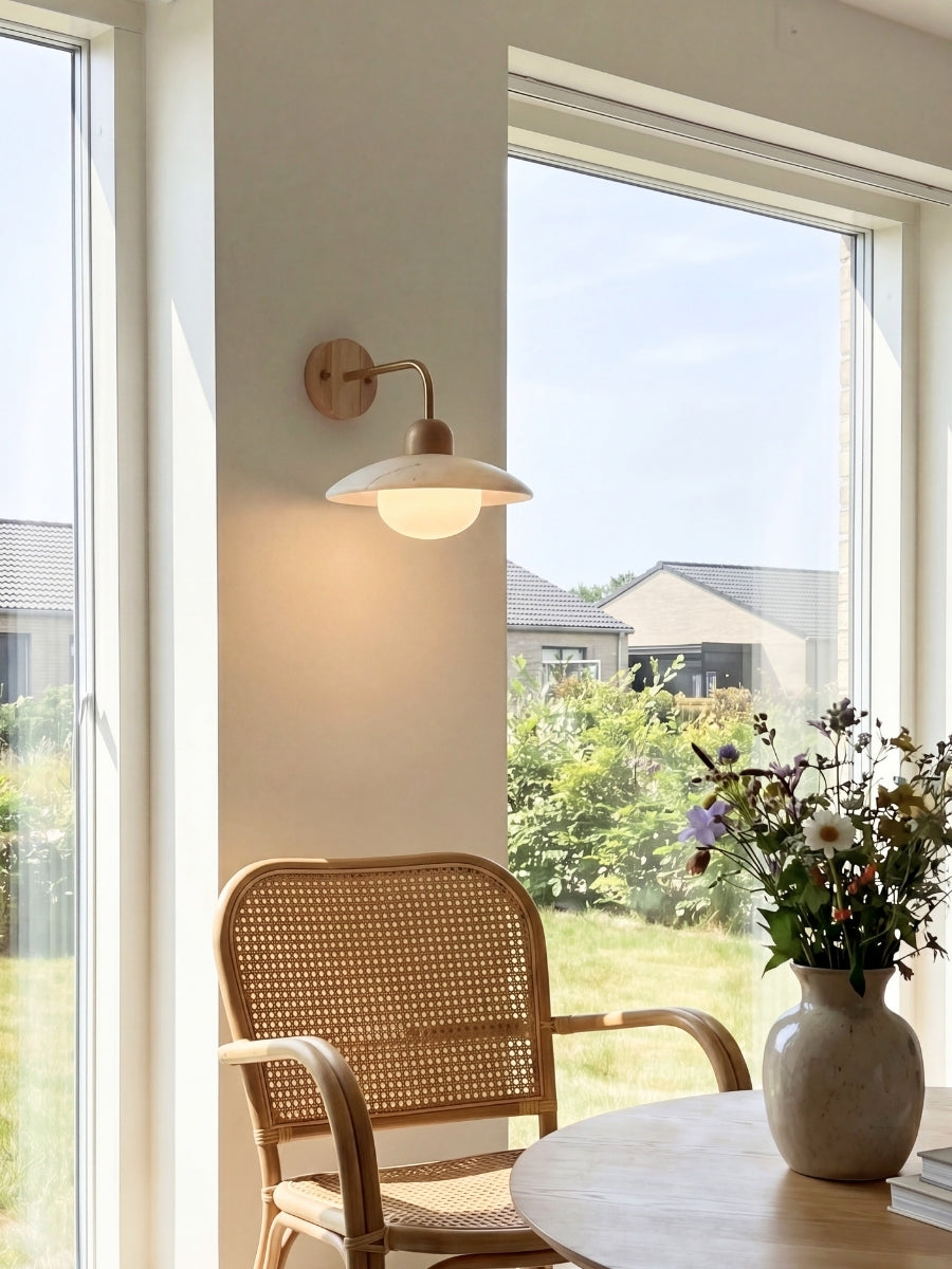 Travertijn Wandlamp Minimalistische Schijf Design Natuursteen Verlichting voor Woonkamer Slaapkamer Gang Moderne Interieur Wandverlichting met Warm Licht