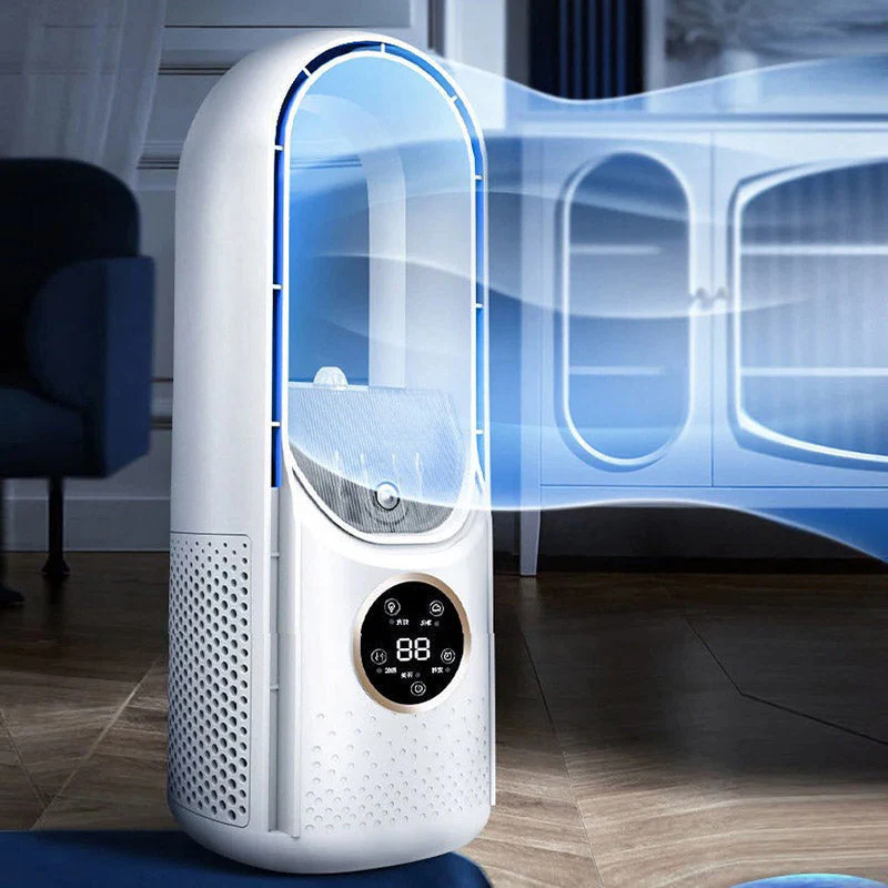 Draagbare Bladeloze Luchtbevochtiger met Stille Werking voor Thuis en Kantoor – Compact USB Koelventilator met 6 Snelheden en Timer – Energiezuinige Persoonlijke Airco voor Werkplek en Slaapkamer