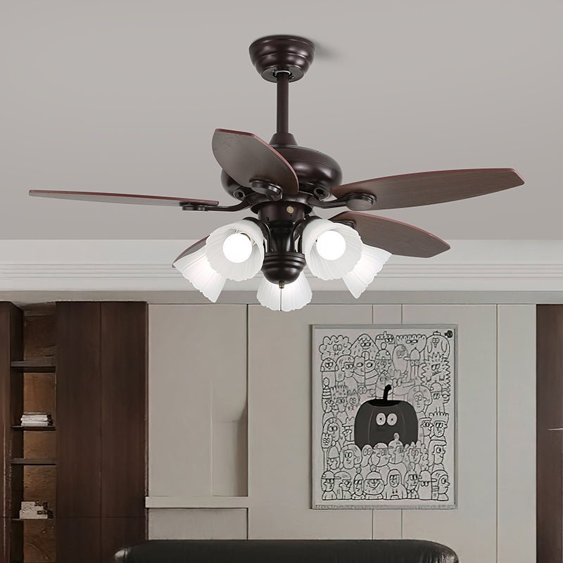 Plafondventilator met Verlichting en Afstandsbediening Klassiek Hout en Glas Ø107cm