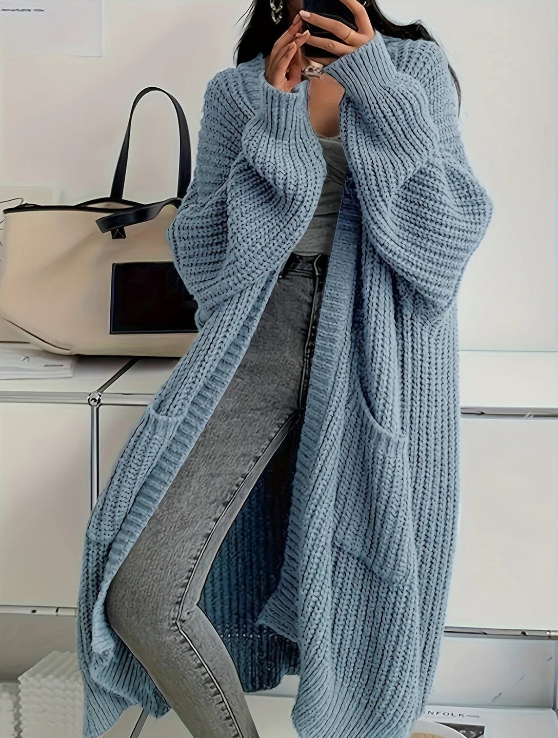 Dames Vest Lange Gebreide Stijlvol Trendy