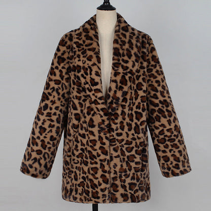 Dames Faux Fur Jas Leopard Print Luxe Blancha → Dames Faux Fur Jas Leopard Print Luxe Jas
