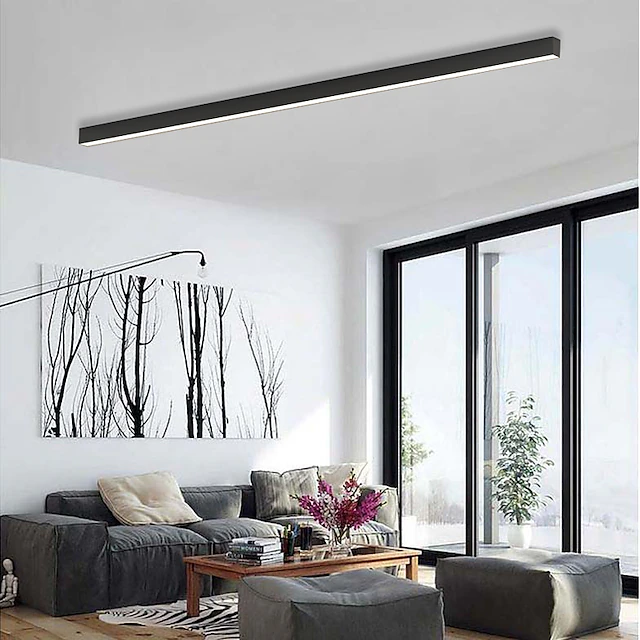 LED plafondlamp zwart langwerpig modern voor woonkamer hal slaapkamer minimalistische plafondverlichting binnen