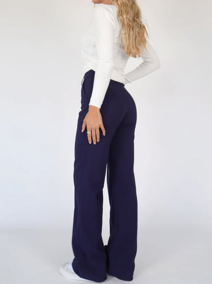 Dames High-Waist Pantalon Zwart Basic Rechte Pijpen