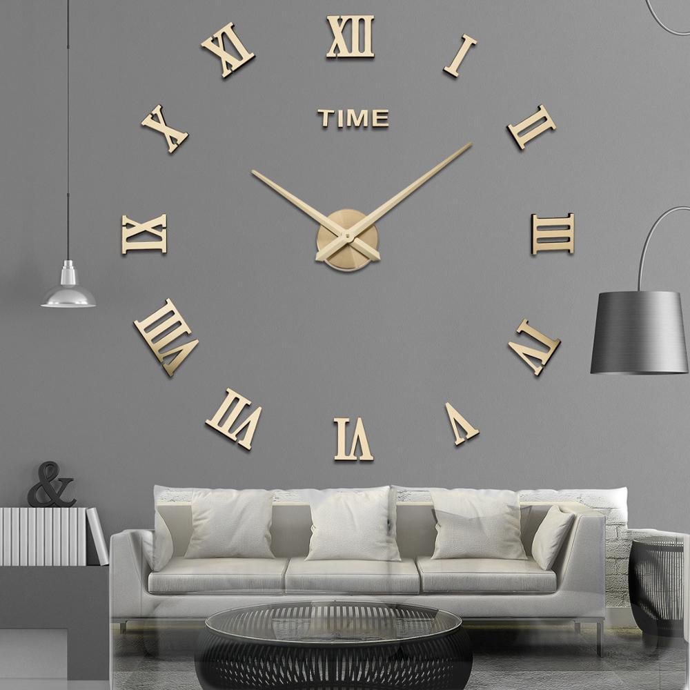 Wandklok Romeinse Cijfers Spiegelafwerking Geometrisch Ontwerp 50-120cm