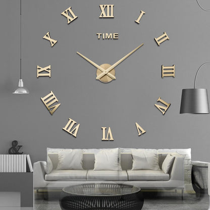 Wandklok Romeinse Cijfers Spiegelafwerking Geometrisch Ontwerp 50-120cm