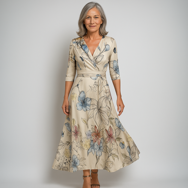 Dames Omslagjurk Bloemenprint Elegant Model