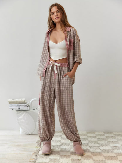 Geruite Pyjamaset Casual Losse Pasvorm