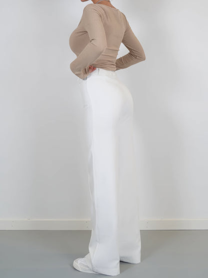 Dames High-Waist Pantalon Zwart Basic Rechte Pijpen