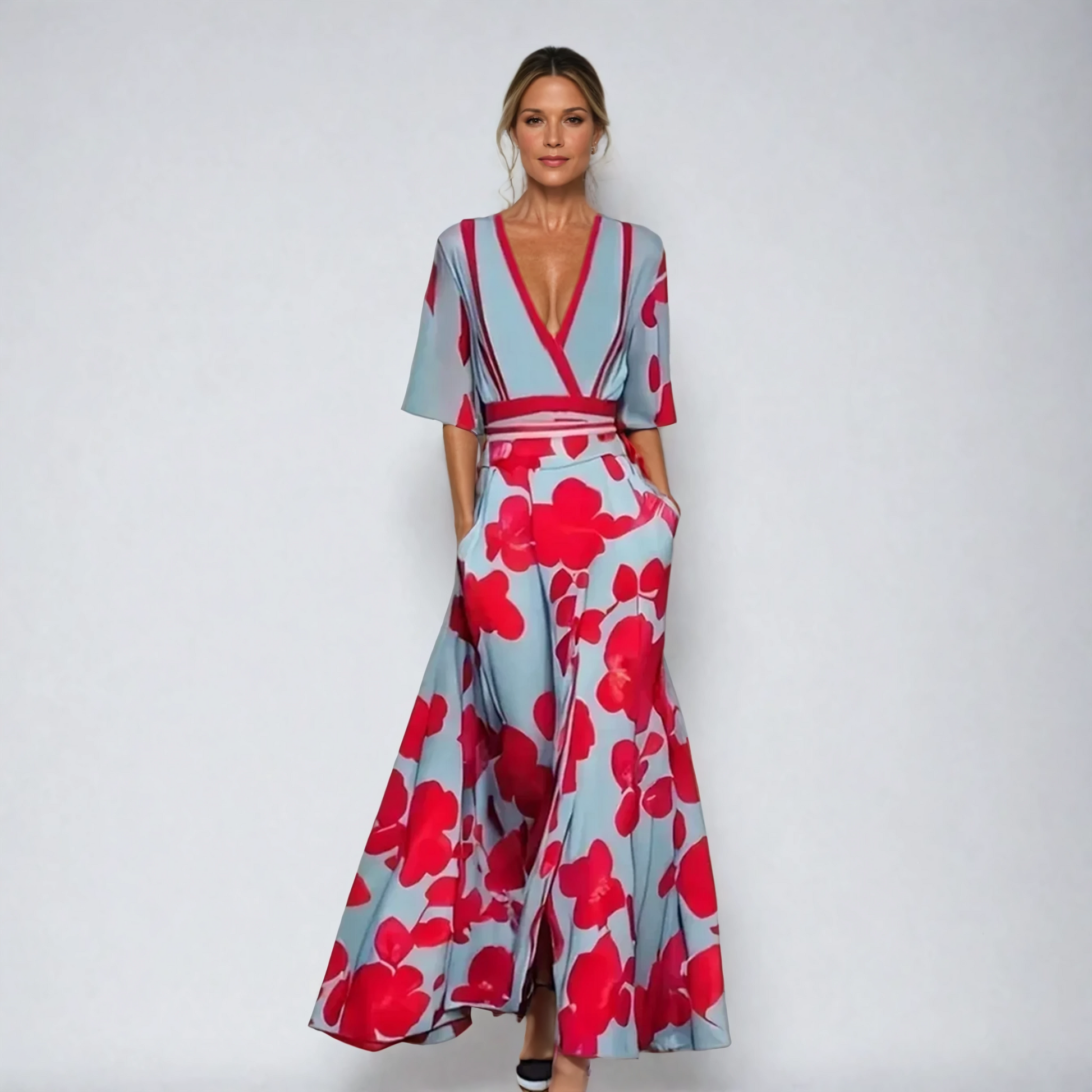 Dames Klassieke Jurk Bloemenprint Elegant - StudioMarella