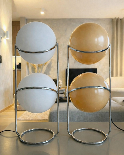 Moderne Vloerlamp met Chroomafwerking en Acrylbollen – Sfeervolle Verlichting voor Woonkamer en Slaapkamer