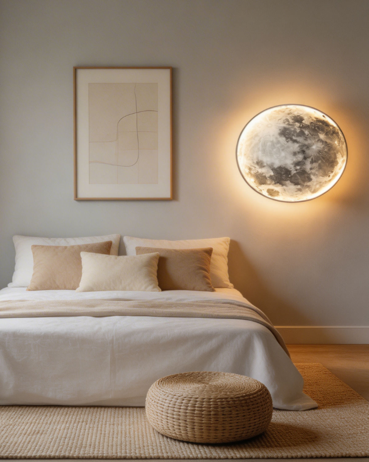 Maanverlichting Wandlamp LED met Reliëf 3D Sfeerverlichting Vollemaan Effect voor Slaapkamer Woonkamer Ontspanning Meditatie