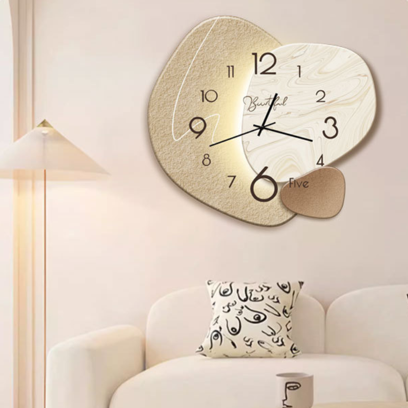 Wandklok Scandinavisch Stil Uurwerk Modern Beige Organisch Design 40cm