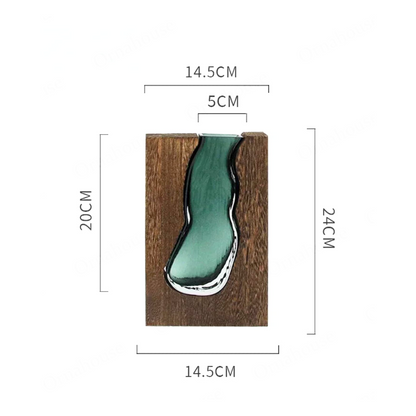 Glazen vaas met natuurlijke houtrand live edge stijl Scandinavisch design decoratief voor bloemen