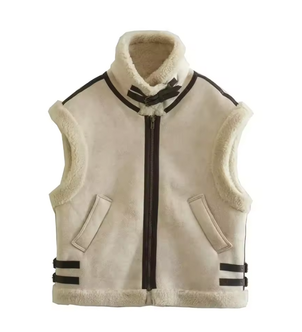 Vest met Teddy Faux Fur Voering Warm en Stijlvol