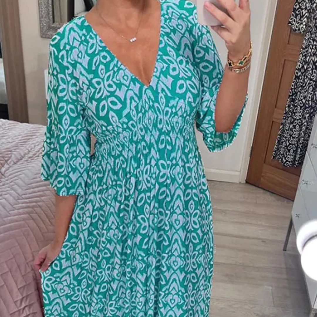 Bloemen Jurk V-hals Zomerjurk voor Vrouw