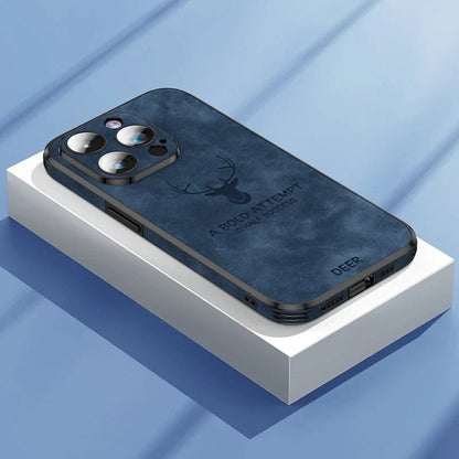 Luxe Wildleren iPhone Hoes Zwart Bruin Donkergroen Lichtblauw Beschermhoes met Shockabsorptie Camerabescherming