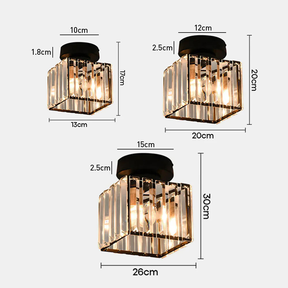 Plafondlamp Kristal Zwart Zilver Goud E27 Opbouw Modern Hal Woonkamer