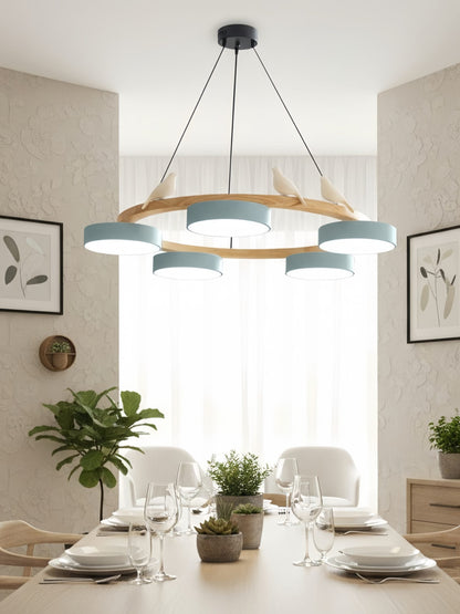 Decoratieve Vogelkroonluchter met Gekleurde Cirkels voor Eetkamer en Woonkamer
