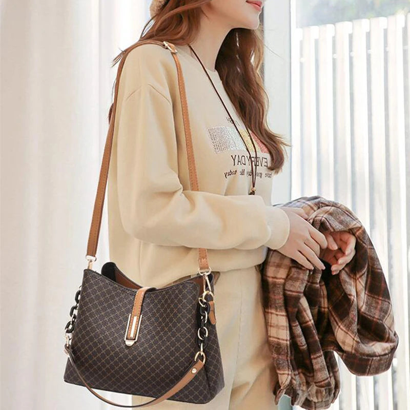 Handgemaakte Schoudertas Dames PU-leer Vintage Stijl Camel Zwart Bruin Dagelijks Gebruik Elegante Tas