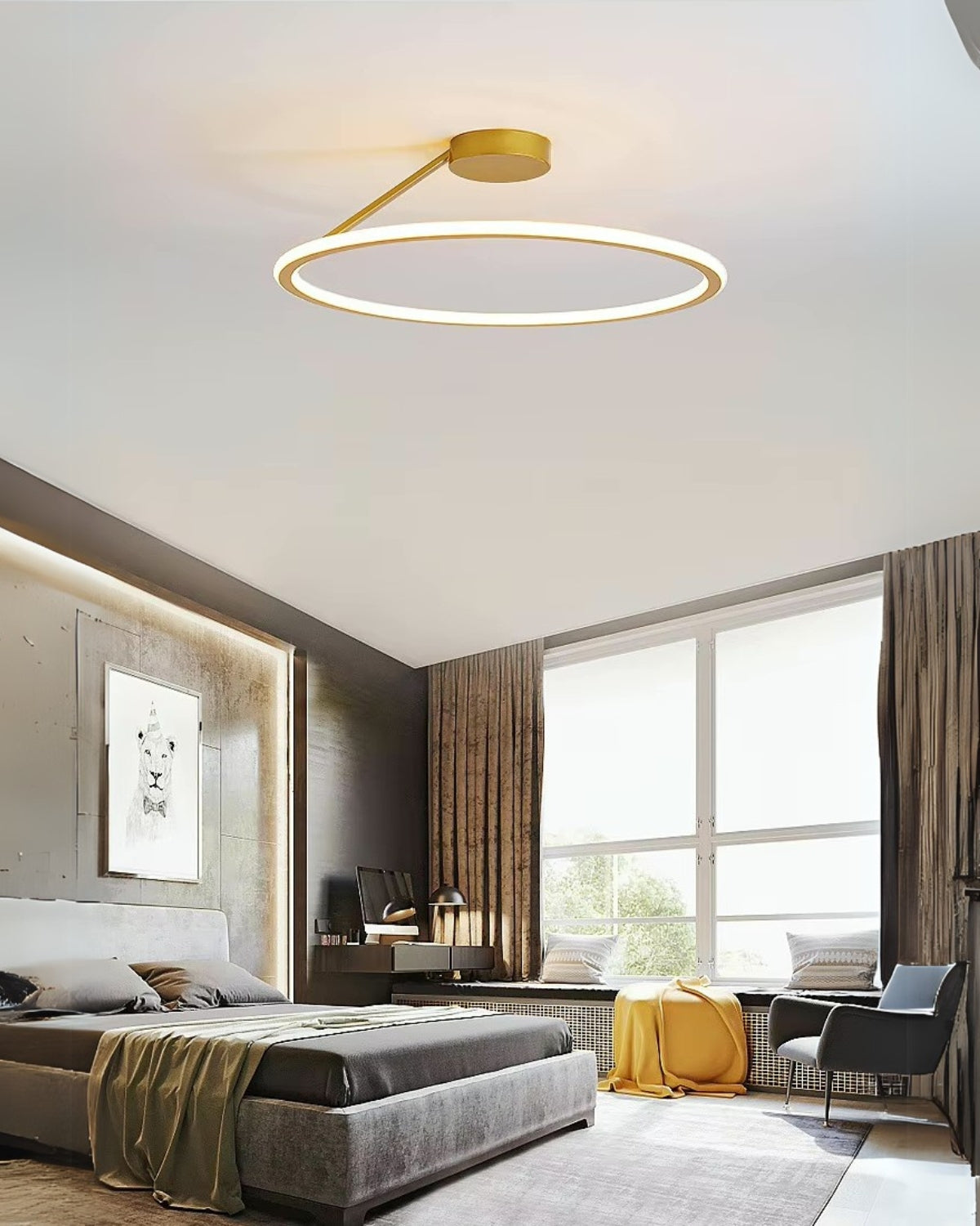 Moderne Plafondlamp Ring Minimalistisch Design Zwart Wit Goud S M L Dimbaar LED Sfeerverlichting Woonkamer Slaapkamer Eetkamer Scandinavische Stijl