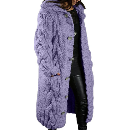 Dikke Cardigan voor Vrouw Met Capuchon