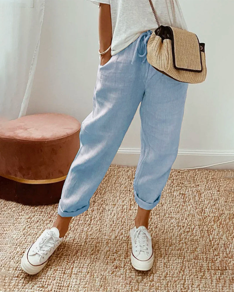 Luchtige Broek Middelhoge Taille Zacht en Comfortabel