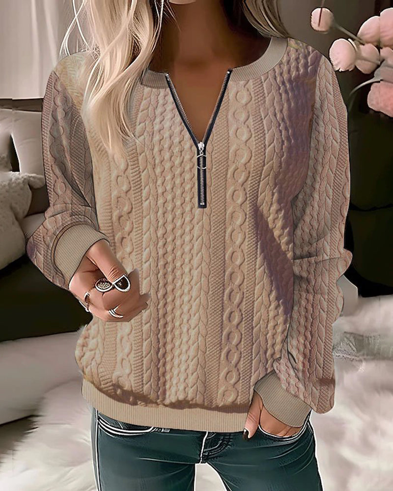 Dames Trui met Rits Comfortabele Pasvorm Effen Stijl