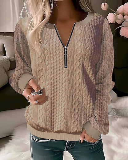 Dames Trui met Rits Comfortabele Pasvorm Effen Stijl