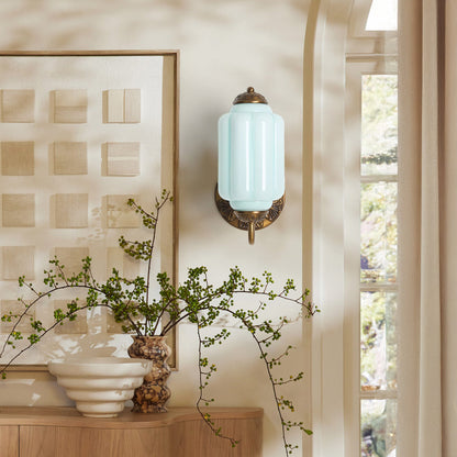Vintage Wandlamp met Melkglas en Geolied Messing – Klassieke Retro Verlichting voor Hal, Slaapkamer, Woonkamer
