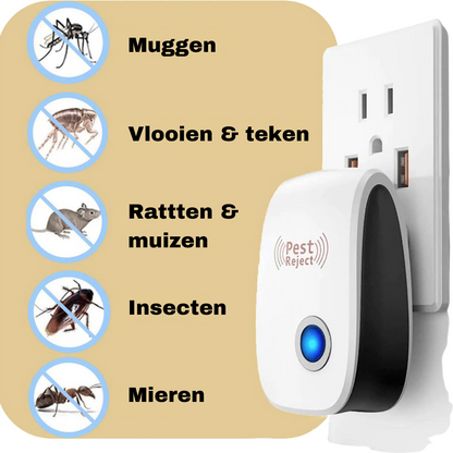 Ultrasone Insectenbestrijder | Plug-in Ongediertebestrijding voor Muizen, Knaagdieren en Insecten | Gifvrij & Huisdiervriendelijk | 40 m² Bereik