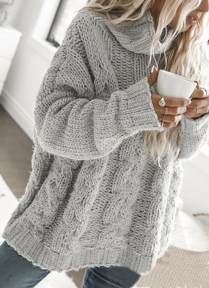 Oversized Trui Zacht Warme Hoge Hals Grotere Maten