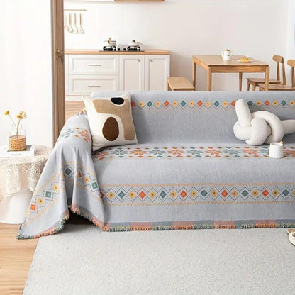 Bohemian bankhoes met anti-slip onderkant – stijlvolle meubelbescherming met kwastdetails