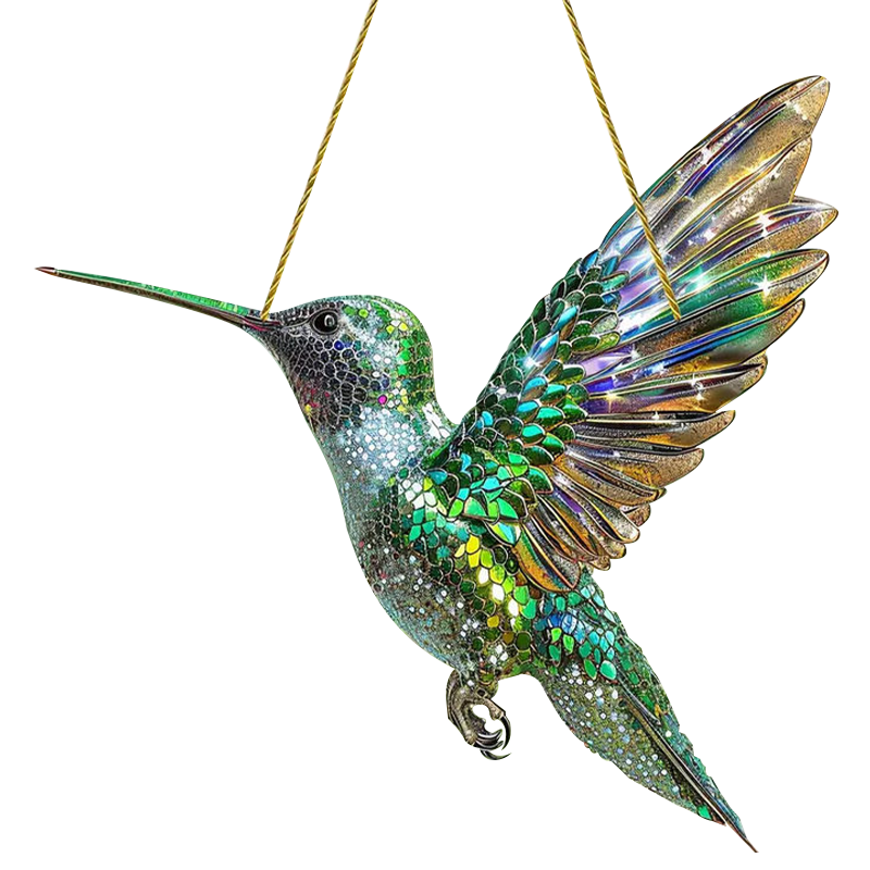 Decoratieve Kolibrie Zonnevanger 20x20cm Gekleurd Acryl Raamhanger Vogelmotief Prisma Effect Tuindecoratie