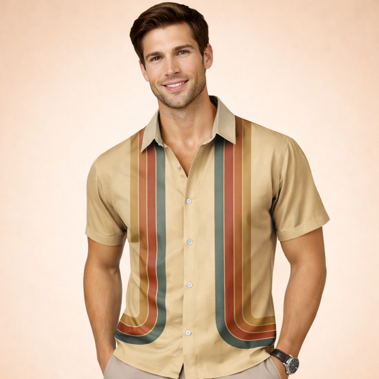 Heren Overhemd Retro Stijl Modern Katoen