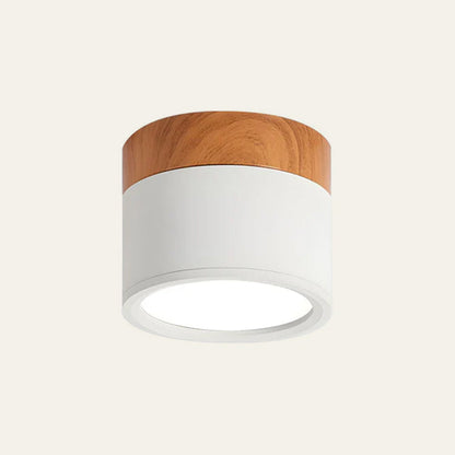 Cylinder kleine plafondlamp LED hout modern plafond hal woonkamer compact design
