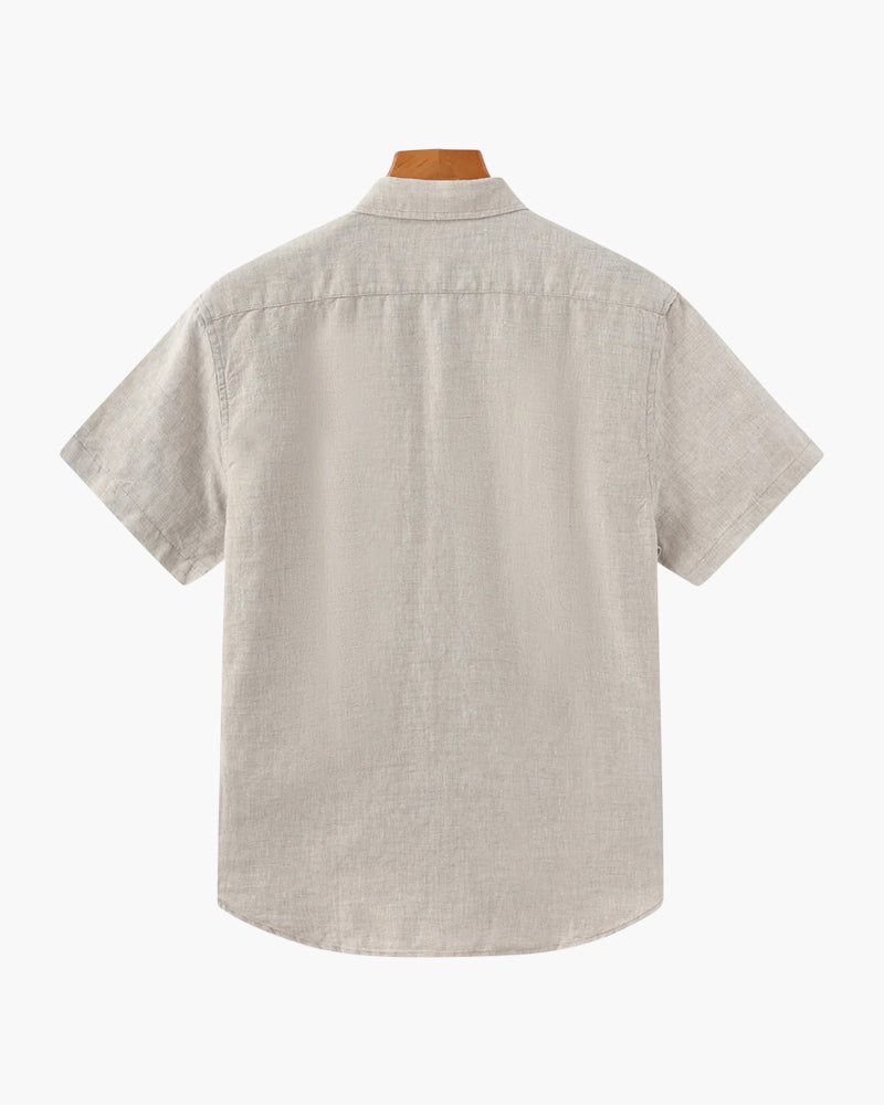 Heren Zomer Shirt Linnen Korte Mouwen met Borstzak