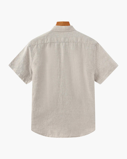 Heren Zomer Shirt Linnen Korte Mouwen met Borstzak