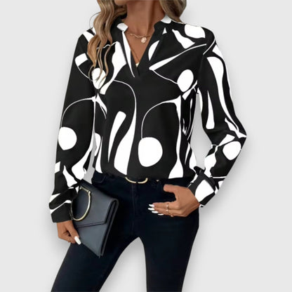 Dames Blouse Met Grafisch Patroon Comfortabele Pasvorm - StudioMarella