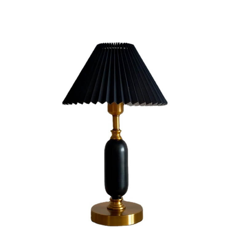 Tafellamp Geplooide Kap Metaal Goud Zwart Wit 28x46cm E12 Slaapkamer Woonkamer Retro