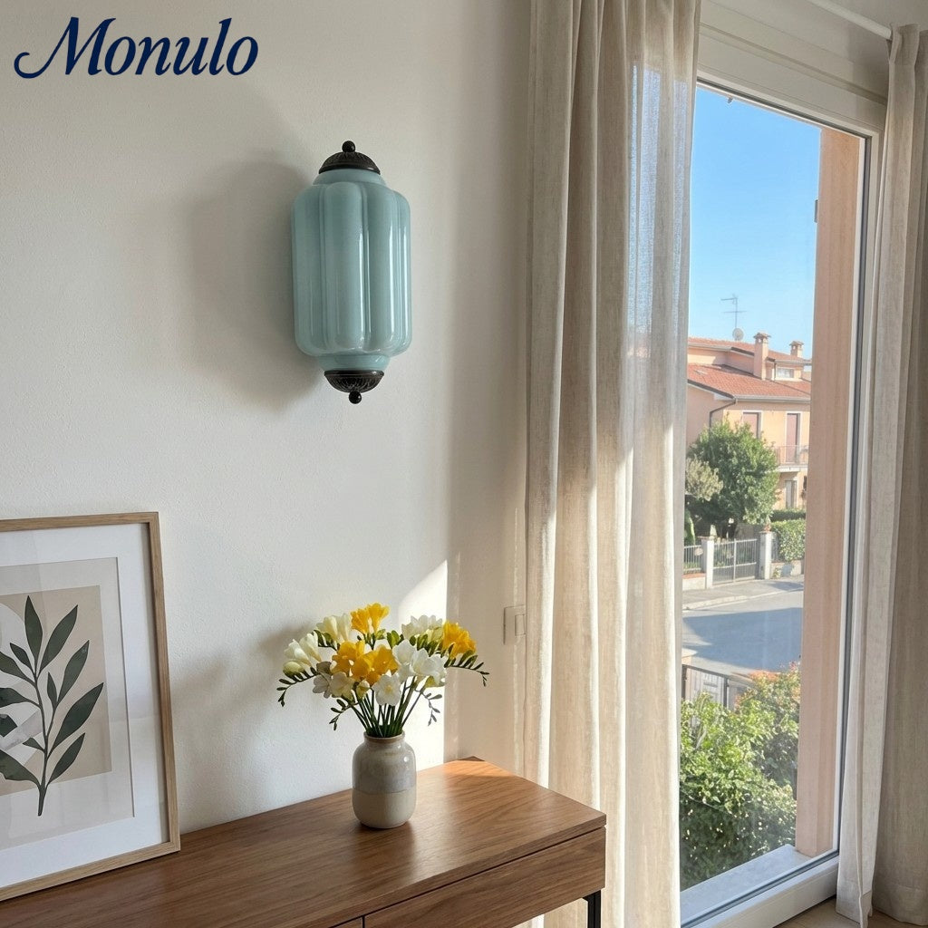 Eloise Vintage Scalloped Milk Glass Wall Sconce - Modern Accent Lighting for Bathroom and Bedroom