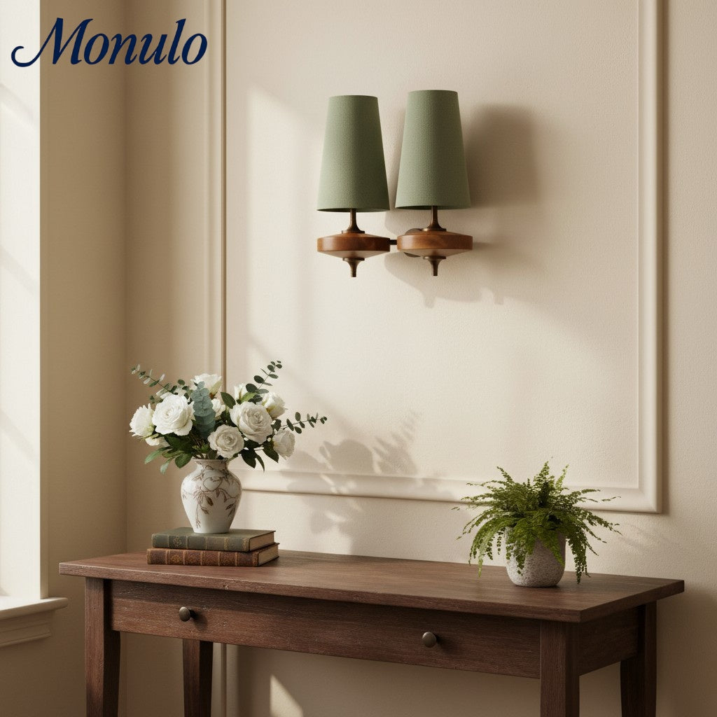 Retro Wandlamp met Stoffen Kap – Vintage Verlichting voor Slaapkamer