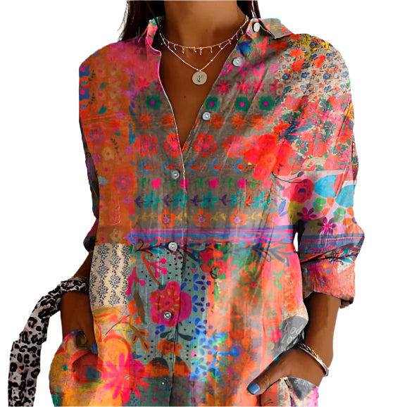 Vrouwelijke Bloemen Blouse Lange Mouwen