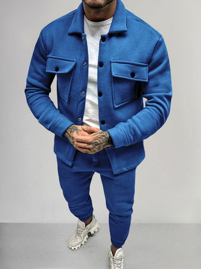 Heren Jogger Set Met Jasje en Broek Zwart Suède Stijl - StudioMarella