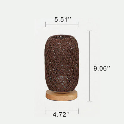 Scandinavische Tafellamp met Natuurlijke Rotan & Houtafwerking Japandi-Stijl