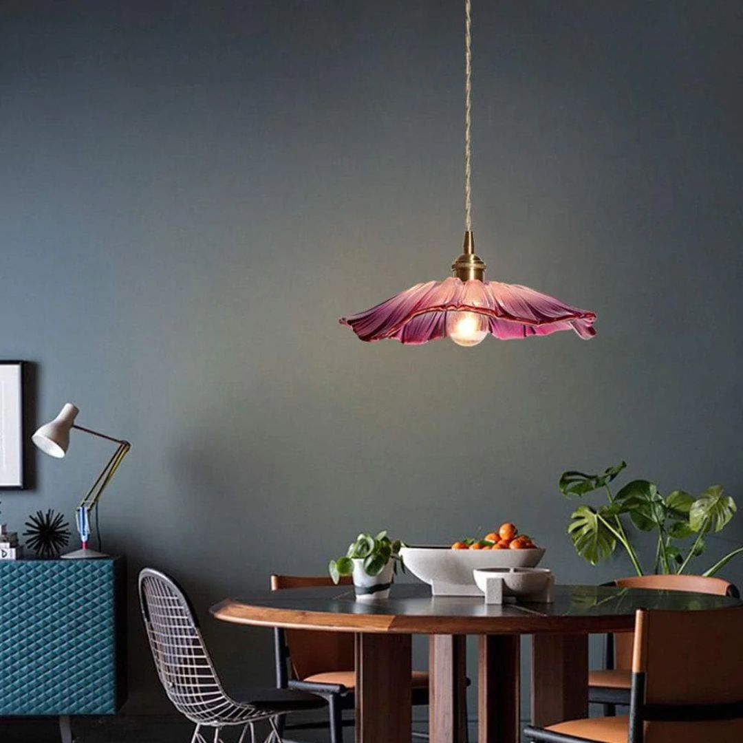 Cullivan Flower Hanglamp Glas Metaal Rood E27 Eettafel Verlichting Vintage Bloem Lamp Hal Sfeerverlichting