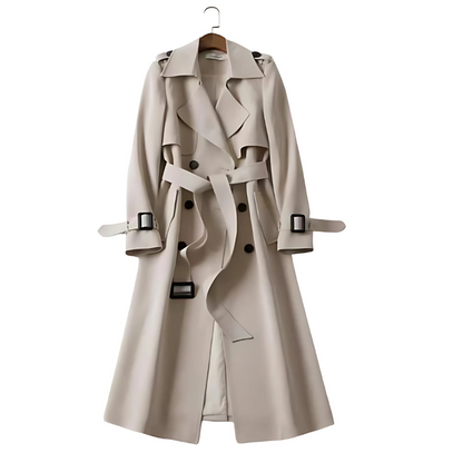 Dames Trenchcoat Lang Dubbel Rijen Elegant Klassiek