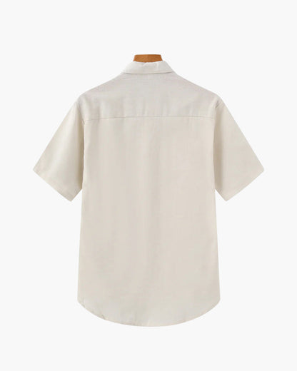 Linnen Poloshirt voor Heren Zomer met Borstzak Korte Mouw