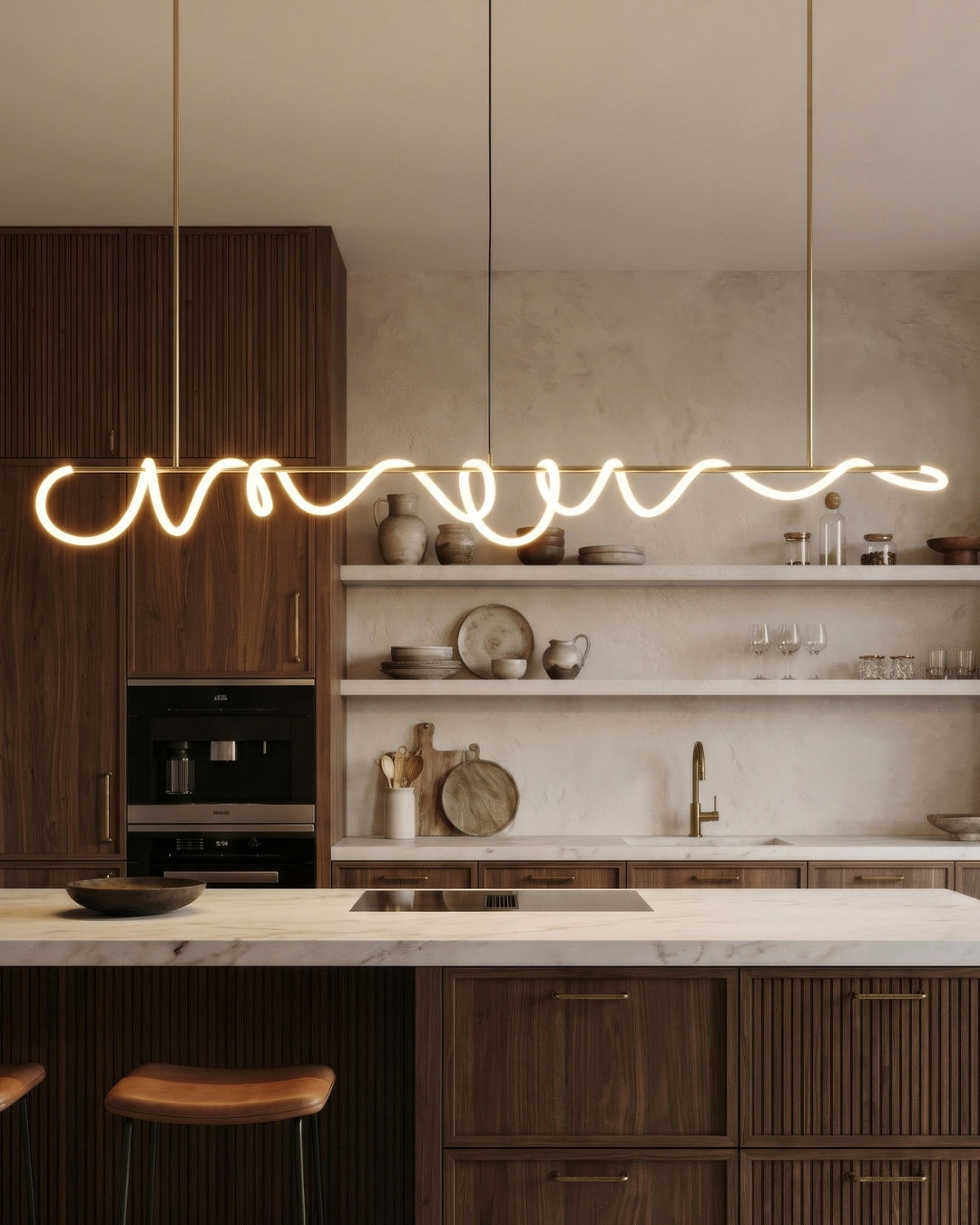 LED-design hanglamp met metalen koordstructuur zwart satijn 100 cm dimbaar warm wit modern interieur eetkamer keukeneiland