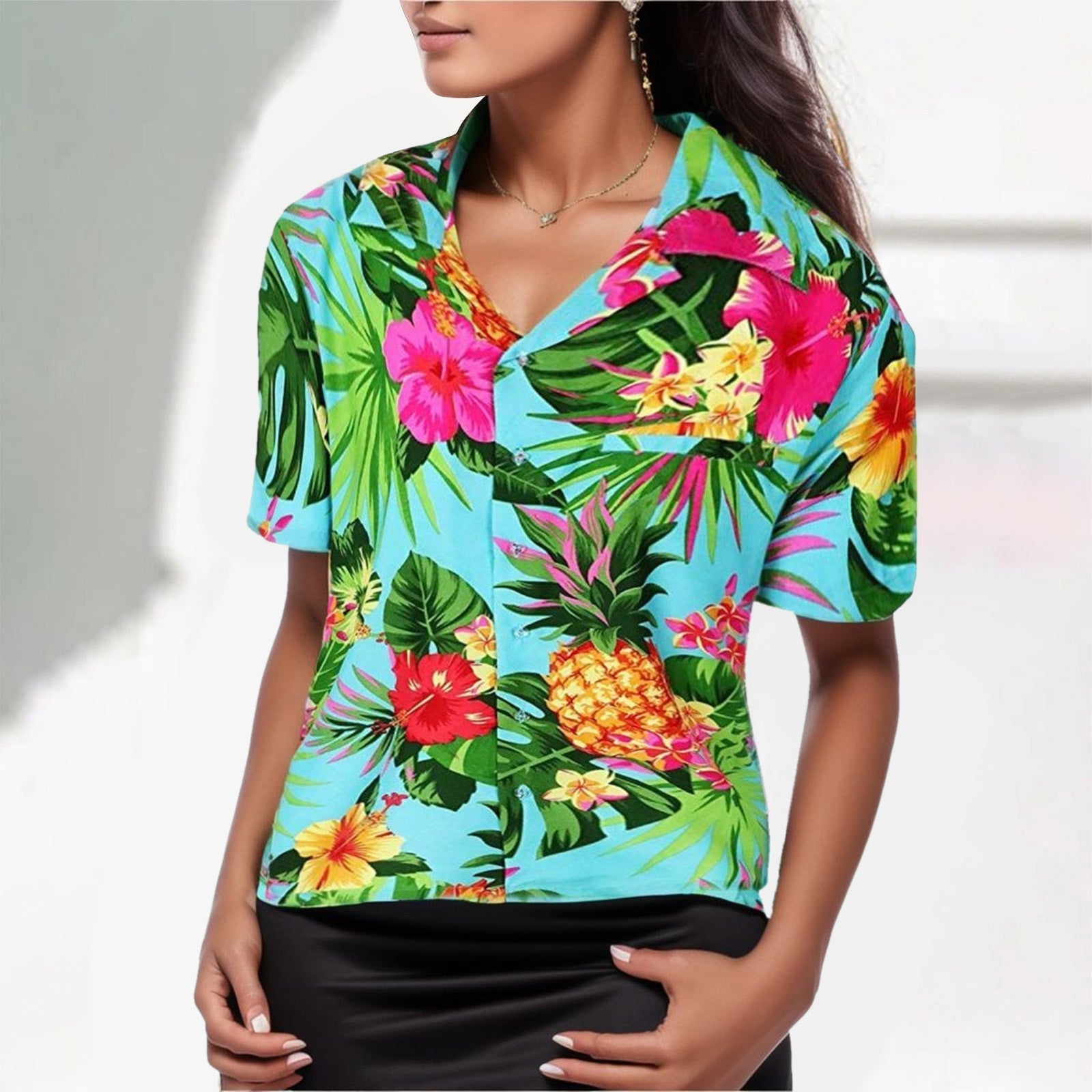 Vrouwelijke Bloemen Hawaï Shirts Zomerse Print - StudioMarella
